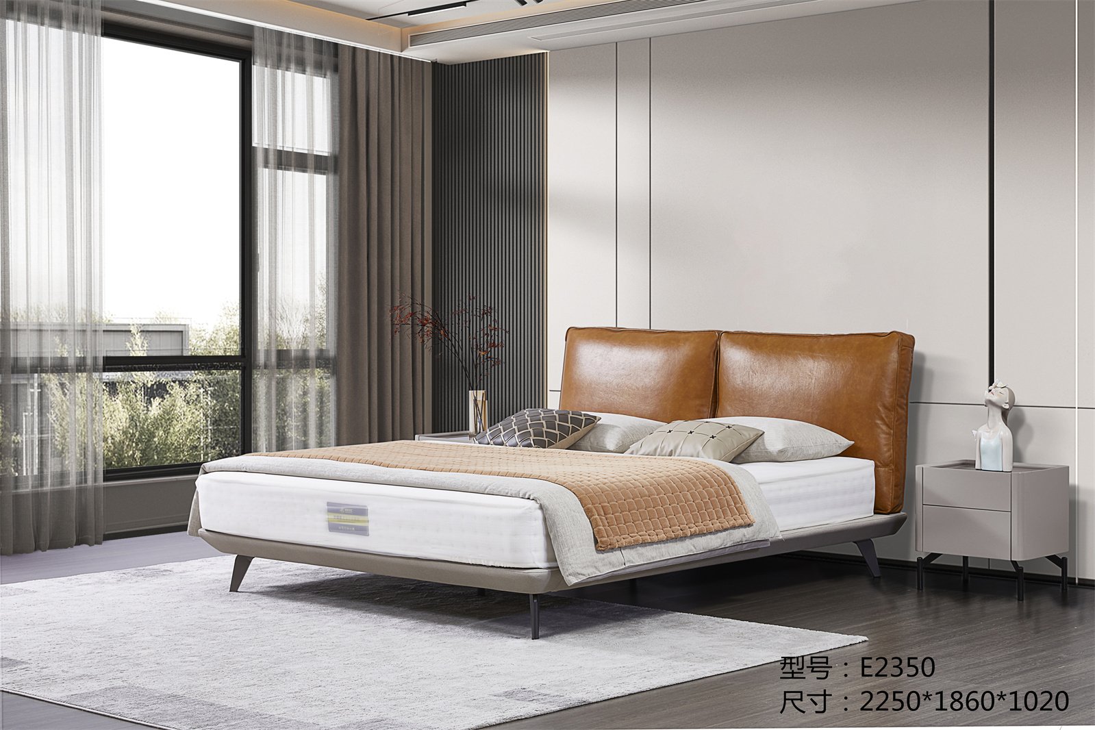 E2350油蜡中古风真皮床